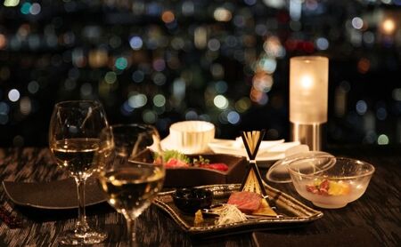 サンシャイン60 スカイレストラン【天空の庭　星のなる木】 懐石ディナー 満天Bペア食事券 レストラン ディナー スパークリングワイン お食事券 チケット 利用券 懐石料理 日本料理 和食 東京都 池袋 