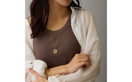 【ギフト対応可】大人のデコルテによく似合う、メルティングコインネックレス（チェーン：60㎝）（カラー：ゴールド）【043-010-2-2】ネックレス アクセサリー ジュエリー 上品 お洒落 ギフト プレゼント ラッピング