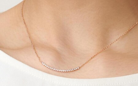 ラウンドラインストーンネックレス(カラー：ゴールド)【043-021-1】ネックレス アクセサリー ジュエリー K18GP 上品 ギフト プレゼント ラッピング