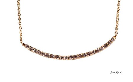 ラウンドラインストーンネックレス(カラー：ゴールド)【043-021-1】ネックレス アクセサリー ジュエリー K18GP 上品 ギフト プレゼント ラッピング