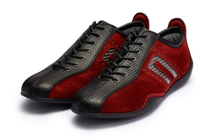 NEGRONI(ネグローニ) サイズ：27.0cm ドライビングシューズ イデアコルサ オイルバーニッシュスエード&カーボンファイバー（カラー：イグニションレッド）【041-003-1-7】