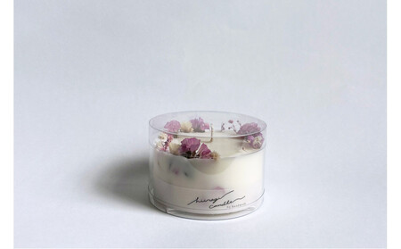 ロスフラワーで作る、ソイリースボタニカルキャンドル　【ピンク＆ホワイト】（ベリーの香り）
