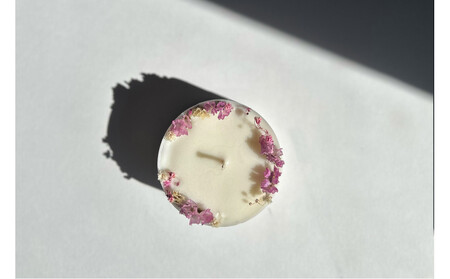 ロスフラワーで作る、ソイリースボタニカルキャンドル　【ピンク＆ホワイト】（無香料）