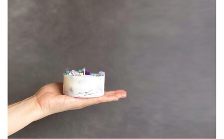 ロスフラワーで作る、ソイリースボタニカルキャンドル　【ブルーグリーン＆パープル】（無香料）