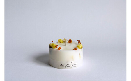 ロスフラワーで作る、ソイリースボタニカルキャンドル　【オレンジ＆イエロー】（無香料）