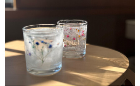 ロスフラワーで作る、かすみ草のキャンドルホルダー　【ピンク＆イエロー】