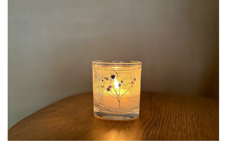 ロスフラワーで作る、かすみ草のキャンドルホルダー　【ピンク＆イエロー】