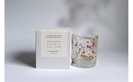 ロスフラワーで作る、かすみ草のキャンドルホルダー　【ブルー＆パープル】