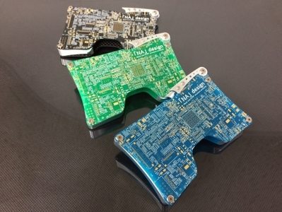 リアルなプリント基板を使用したオリジナルカードケース　「NA」design KIBAN CARD CASE（黒）