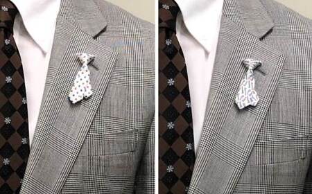 シルク100%のミニネクタイ「ｐ-Ｔｉｅ」2柄セット（ホワイト系）