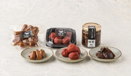 地元産の素材を使った無添加のジャム＆梅干し・らっきょう・椎茸佃煮のセット