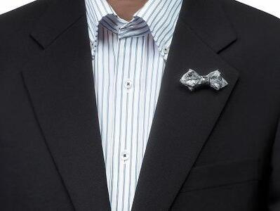 シルク100%のミニネクタイ 「p-Tie」2種セット(シルバー系)