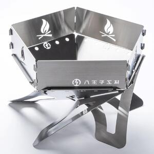 金属材料屋が創る、素材の美しさを生かした焚火台　ステンレスファイヤーピット【FP350】　ロストル＆風防セット