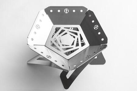 金属材料屋が創る、素材の美しさを生かした焚火台　ステンレスファイヤーピット【FP350】　ロストル＆風防セット