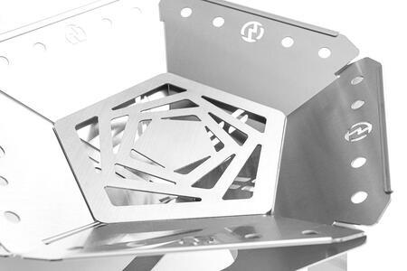 金属材料屋が創る、素材の美しさを生かした焚火台　ステンレスファイヤーピット【FP500】　ロストル＆風防セット