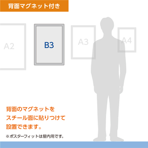 【ポスターフィット背面マグネットあり】B3用紙サイズ対応 交換が簡単な薄型ポスターフレーム