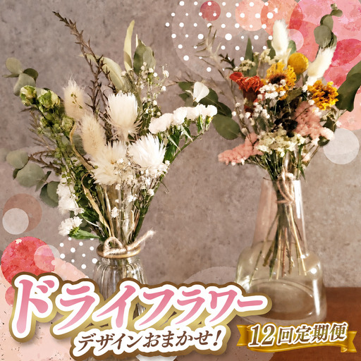 12か月 定期便 デザイン おまかせ ドライフラワー | お花 長さ約18㎝～約20㎝ 10本～ リトルシード