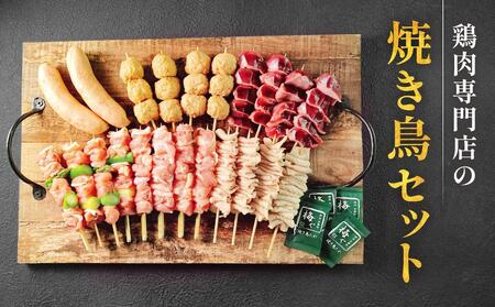 鶏肉専門店の焼き鳥セット（焼き鳥20本・チキンソーセージ２本・焼き鳥たれ(10ml)４パック付）