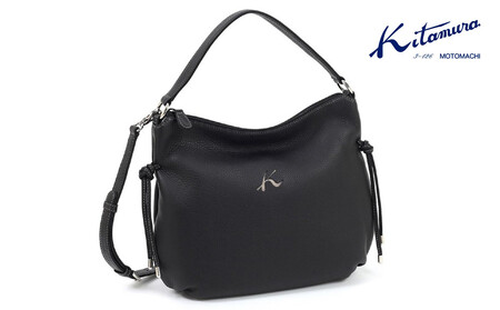 2wayハンドバッグ　(Y-1328) ブラック／サンドベージュステッチ〈キタムラ〉