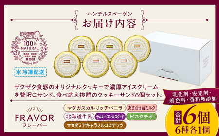 ハンデルスベーゲン無添加アイスクリーム クッキーサンドセット 濃厚アイスクリームのクッキーサンド×6個のセット 大人気 クッキー バニラ キャラメル ラムレーズン あまおう