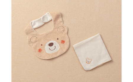 スタイ/くまのコットン＆ガーゼハンカチ/刺しゅうくまTAK091