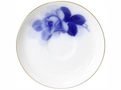 モーニング碗皿ペアセット(ブルーローズ)〈大倉陶園〉