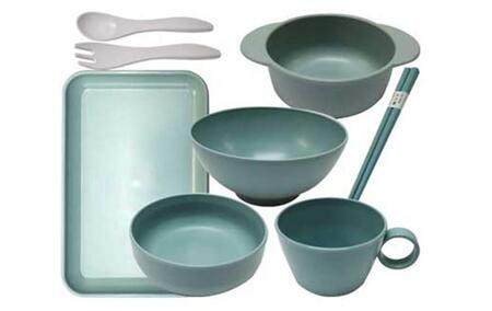 【ナチュラルブルー】ユニペレUNI-PELE　バイオプラスチック　竹粉配合　抗菌　ベビーセット（大）