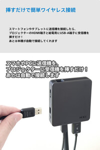 ベッドルームプロジェクターNX1　ブラック ワイヤレスアダプター（HDMI）セット