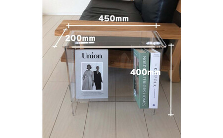 マガジンラック付きアクリルサイドテーブル　1台　川崎市自社工場一貫生産品