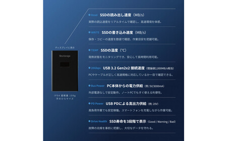 Nextorage ディスプレイ付き みえるポータブルSSD　4TB