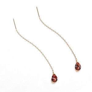 【天然石ジュエリー】ガーネット k10(10金)アメリカンピアス