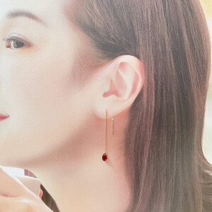 【天然石ジュエリー】ガーネット k10(10金)アメリカンピアス