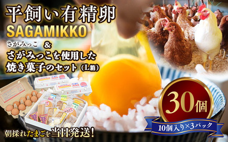 平飼い有精卵さがみっこ30個 と さがみっこを使用した焼き菓子のセット（L箱）　※離島への配送不可