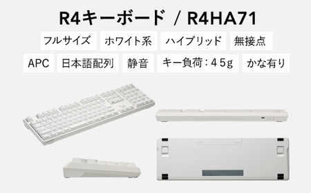 東プレ REALFORCE R4 プロのためのプレミアムキーボード 日本語配列 フルサイズ 45g かな有 白 (型式：R4HA71)