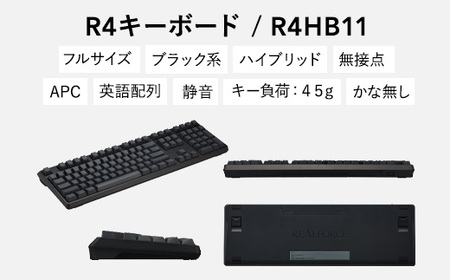 東プレ REALFORCE R4 プロのためのプレミアムキーボード 英語配列 フルサイズ 45g 黒 (型式：R4HB11)
