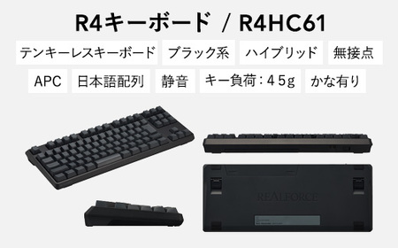 東プレ REALFORCE R4 プロのためのプレミアムキーボード 日本語配列 テンキーレス 45g かな有 黒 (型式:R4HC61)