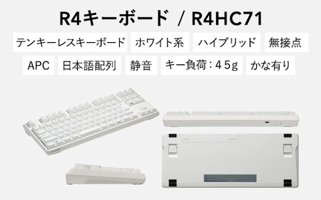 東プレ REALFORCE R4 プロのためのプレミアムキーボード 日本語配列 テンキーレス 45g かな有 白 (型式:R4HC71)