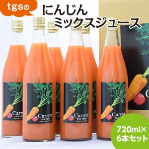 tgsのにんじんミックスジュース 720ml 6本セット≪野菜ジュース 人参 ニンジン 野菜飲料 果実飲料 りんご≫ ※離島への配送不可(北海道、沖縄本島は配送可能)
