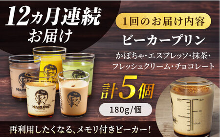 【全3回定期便】葉山ビーカープリン おすすめプリン 180g×5個セット (かぼちゃ・エスプレッソ・抹茶・北海道フレッシュクリーム ・チョコレート) プリン ぷりん 食べ比べ 贅沢 スイーツ 横須賀【マーロウ】 [AKAF030]
