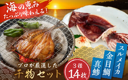 三浦半島 干物セット14枚 金目鯛3枚 真鯵8枚 スルメイカ3枚  干物 ひもの 干物  【長井水産株式会社】 [AKAJ021]