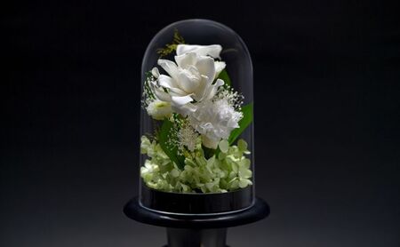 プリザーブド墓花(ぼか) ホワイト5輪１対 プリザーブドフラワー 花材 フラワーカバー 墓参り 花器 仏花 供花 造花