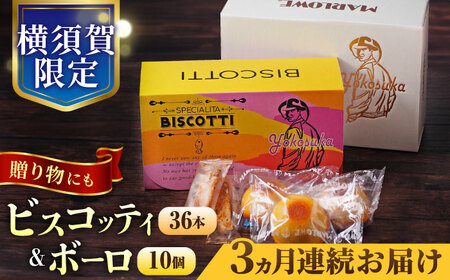 【全3回定期便】横須賀限定 ビスコッティ 36本入り ボーロ 70g×10個セット 焼菓子 クッキー 焼菓子 菓子 焼菓子 コーヒー【マーロウ】 [AKAF080]
