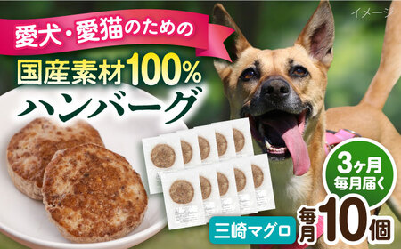 【全3回定期便】ペットフード 三崎マグロ 100%ハンバーグ 10個セット ペット 犬 猫 手作り 国産 てづくり こだわり まぐろ ドッグフード  ドッグフード ペットフード 横須賀 【ペットフードYM japan】 [AKEX003] 12,480円