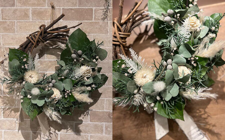 【ホワイト】ドライフラワー リース　Sサイズ【flowerbasket namika】 [AKGA003-1]