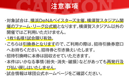 横浜DeNAベイスターズ ファーム・リーグ公式戦チケット 引換券 大人5試合分【株式会社横浜DeNAベイスターズ】[AKIF005]