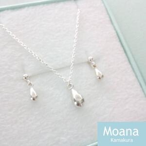 シルバーティアドロップノンホールピアス(イヤリング）＆ネックレス