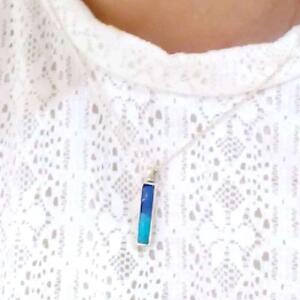 【レディース】スクエアペンダント Aqua Blue & Crystal Turquoise