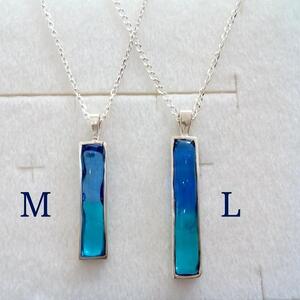 【レディース／メンズ】スクエアペンダント Aqua Blue & Crystal Turquoise