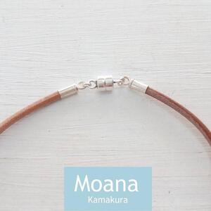 【メンズ】シルバー＆牛革チョーカー  Natural Brown