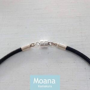 【メンズ】シルバー＆牛革チョーカー  Black